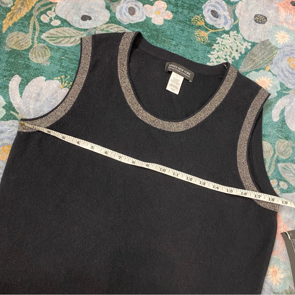 NWT 100% Cashmere Jones New York Black Sleeveless Sweater Knit Tank Top … - Picture 8 of 13